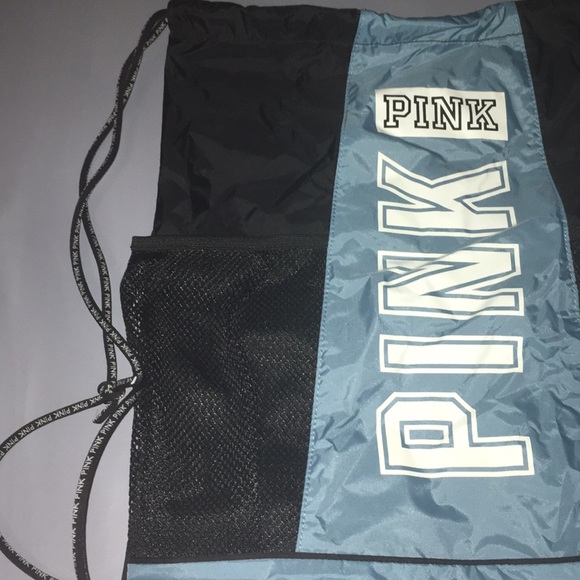 PINK string back pack in blue - Picture 3 of 4